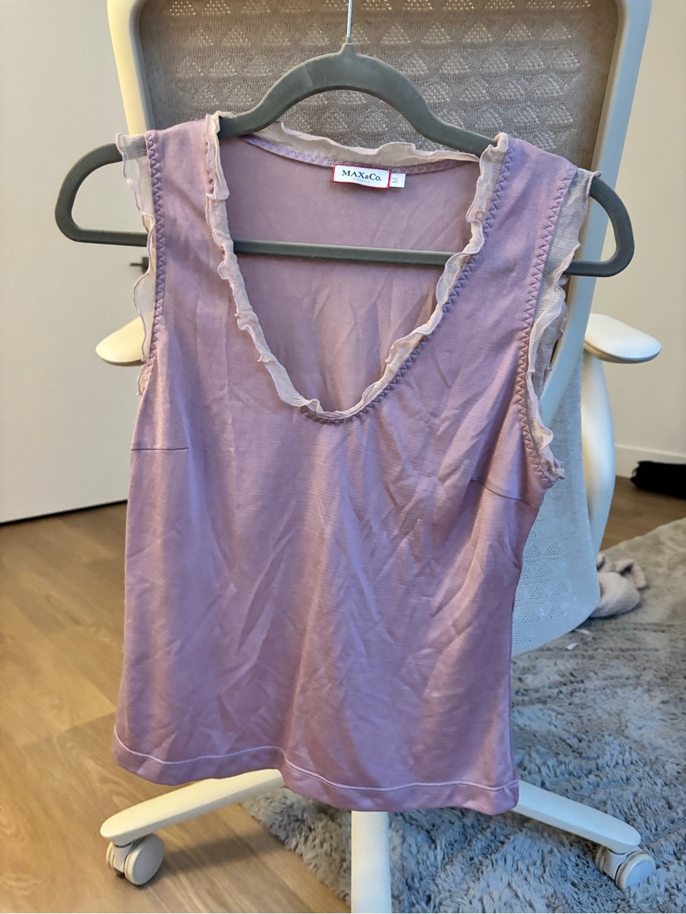 Max & Co. Lavender Ruffle-Trim Sleeveless Top
